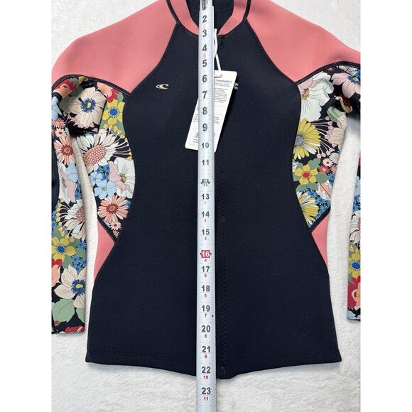 O'NEILL BAHIA 1.5 L/S Full Zip Neo Jacket - BLK/TWIGGY/TEAROSE Size 10 - Picture 6 of 7